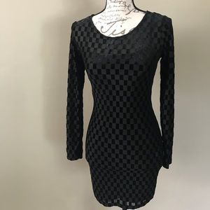 Forever 21 Black Long Sleeve Checked Dress | S |
